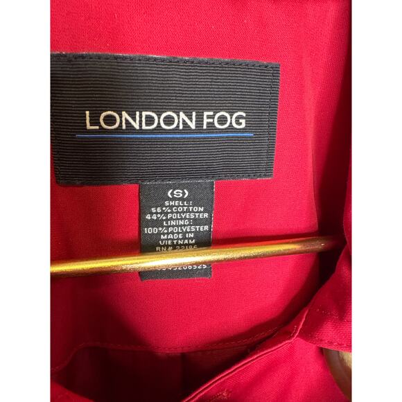 London Fog Vintage Red Double Breasted Midi Trench Coat with Belt SZ Small - Picture 3 of 4